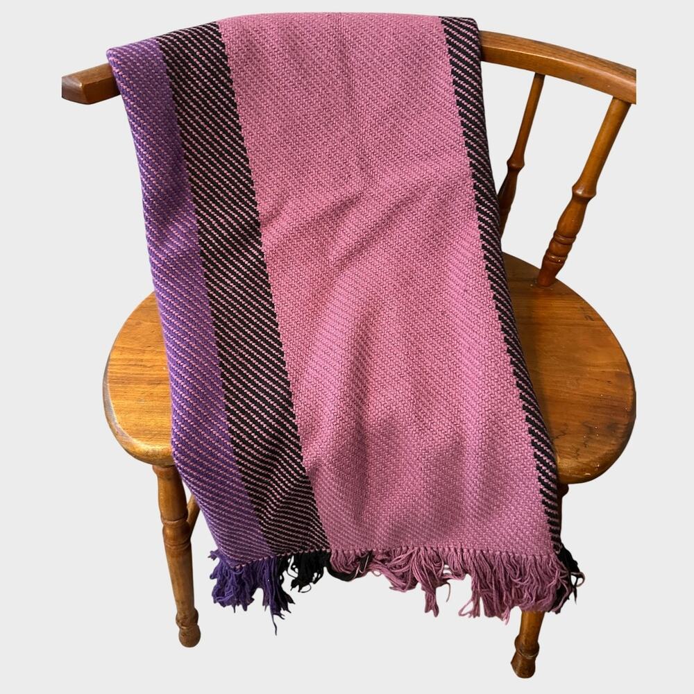 Cotton Shawl Scarfe Purple Pink Colorblock Stripe 27" x 28"